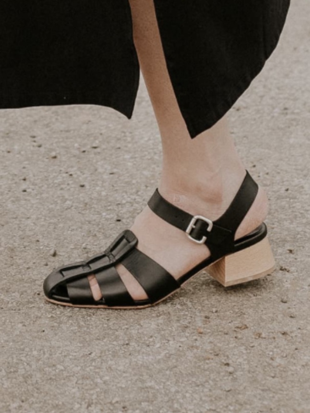 ISO Freda Salvador Black Leather Hattie Heeled Fisherman Sandals DO NOT BUY